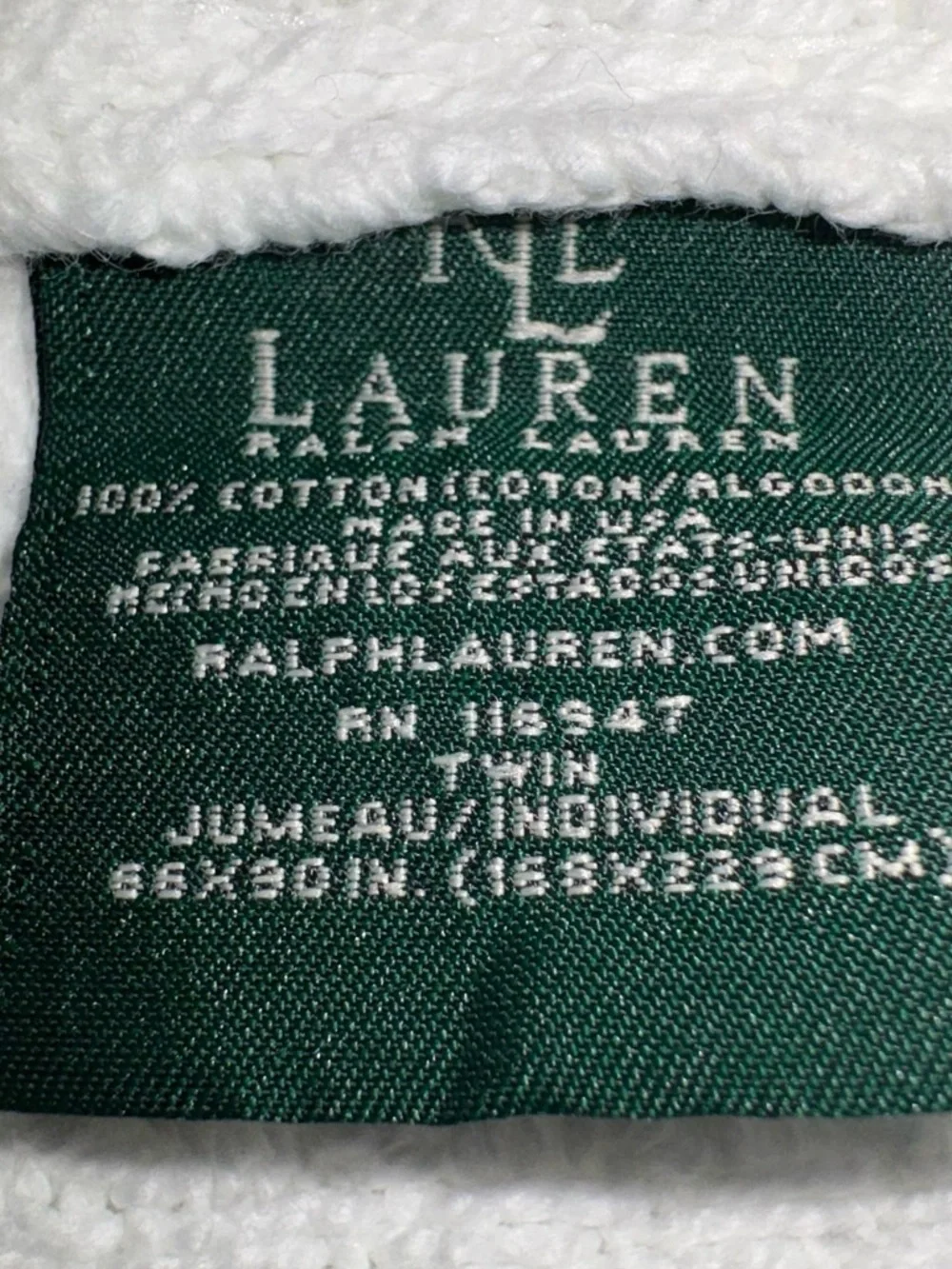 Ralph Lauren Vintage USA Cotton Herringbone Weave Twin Thermal Blanket Set of 2